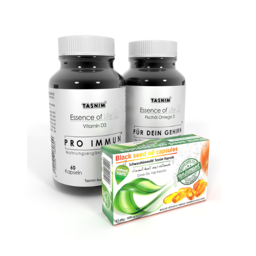 Tasnim Vitamin D3 - Tasnim Omega 3 - Tasnim Schwarzkümmelöl Kapseln