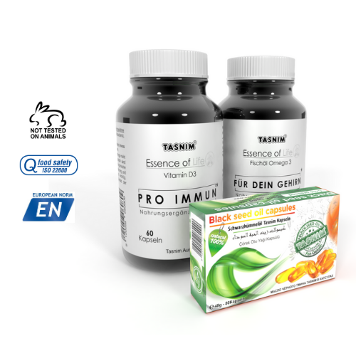 Tasnim Vitamin D3 - Tasnim Omega 3 - Tasnim Schwarzkümmelöl Kapseln